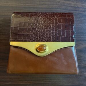 Joseph B Elegant Cognac Crocodile-Embossed Vintage Women's Bag